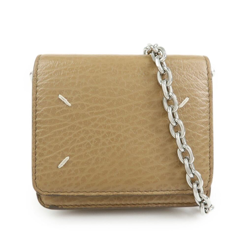 Maison Margiela Calfskin 4 Stitch Mini Chain Wallet Beige